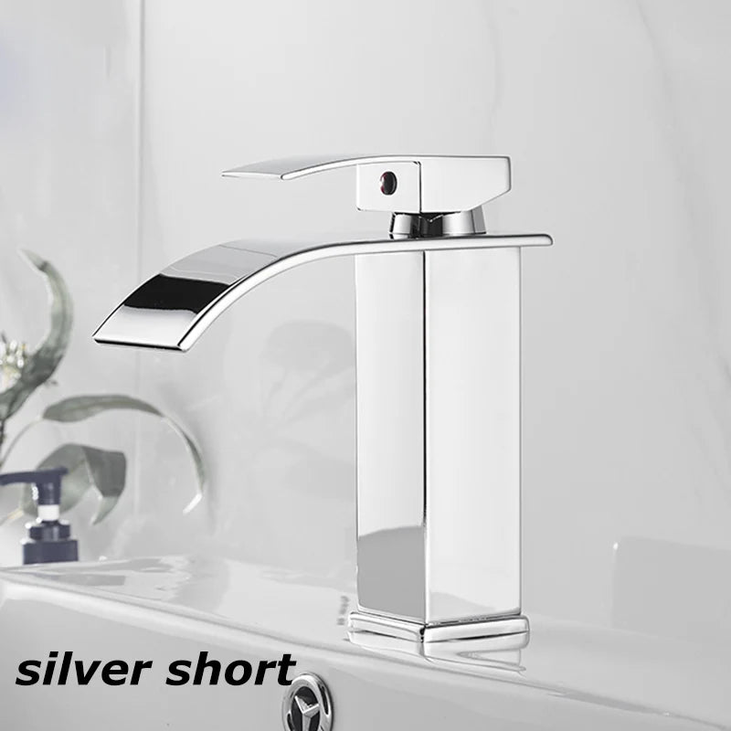 Waterfall Wash Basin Stainless Steel High And Low Faucet Black Hot And Cold Toilet Hotel Wash Basin Bathroom Home