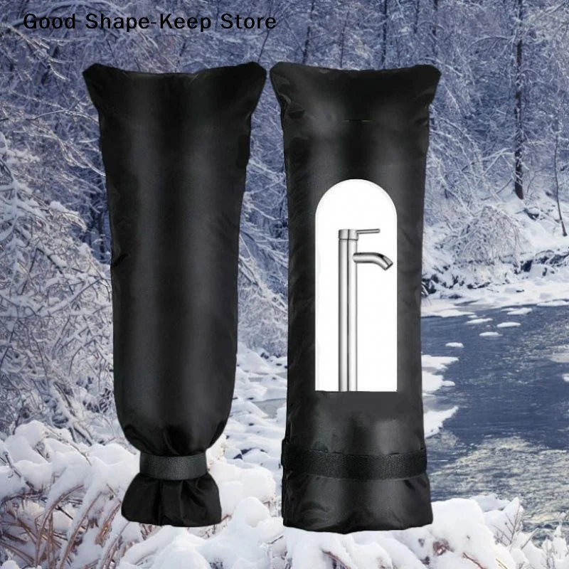 Reusable Outdoor Faucet Cover in Black for Winter; Waterproof Insulation Protector Preventing Freeze for Garden Tap