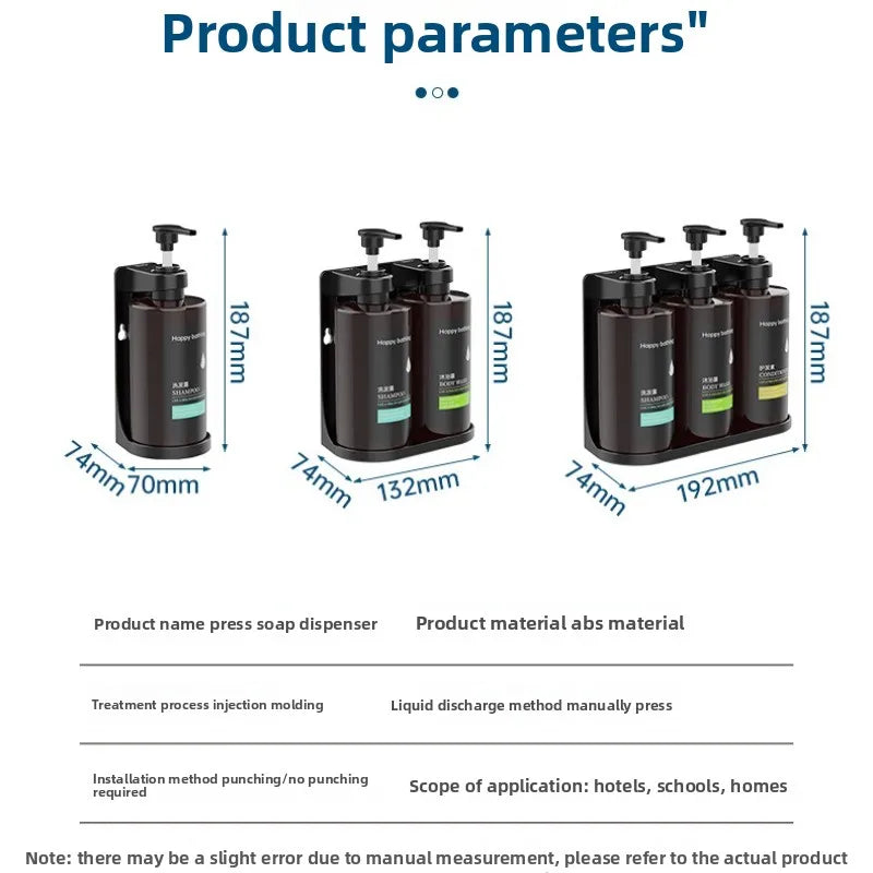 No Drill Wall - Automatic Soap Dispenser Shampoo & Shower Gel Dispenser Set Hand Sanitizer Box Design for Bathroom Organization