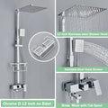 Black/Chrome Brass Shower Faucet Set Rainfall Bathtub Tap With Bathroom Shelf 3 Functions Height Adjust Shower Mixer Crane Fast