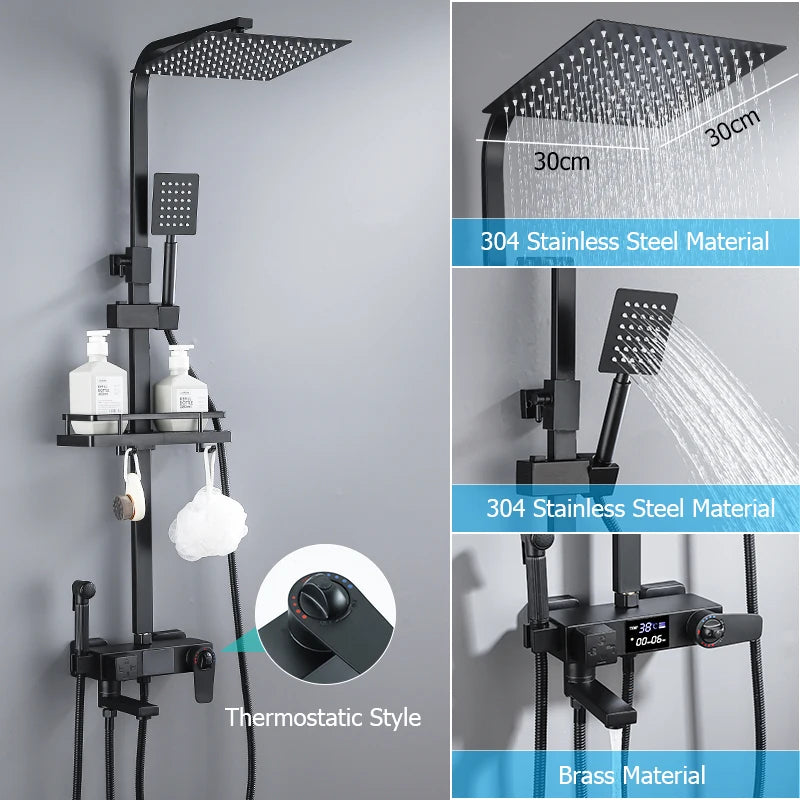 OXG Shower Faucet Digital Display Bathroom Shower Set Rain Shower Set Shower System Thermostatic/No Thermostatic Shower Column