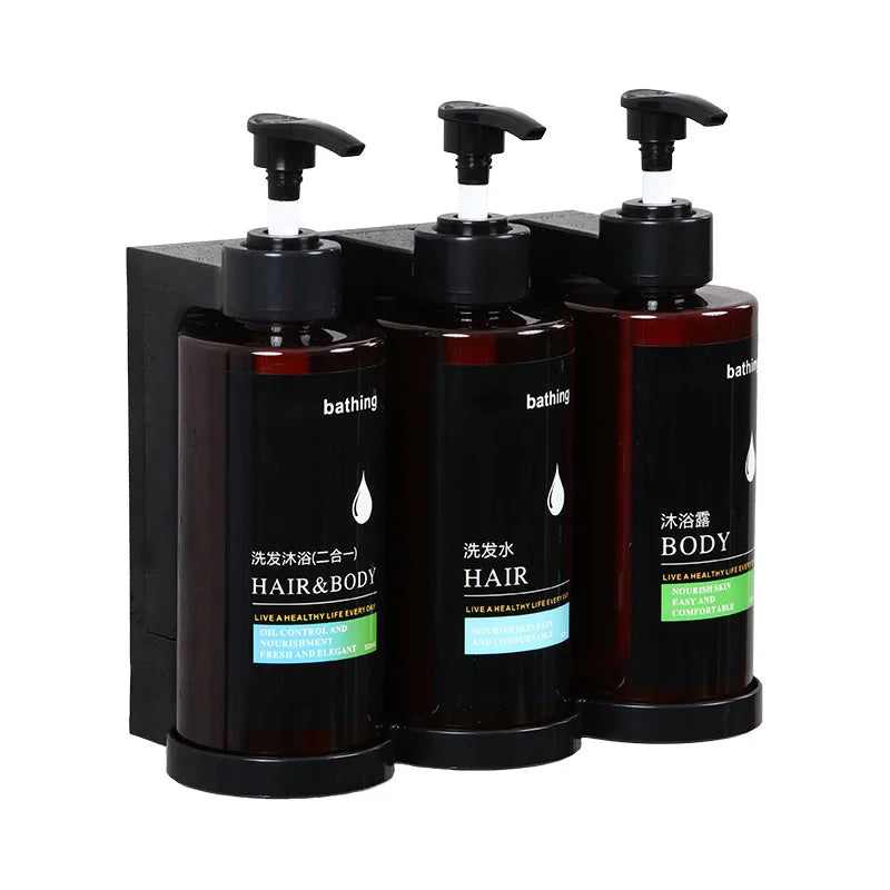 No Drill Wall - Automatic Soap Dispenser Shampoo & Shower Gel Dispenser Set Hand Sanitizer Box Design for Bathroom Organization