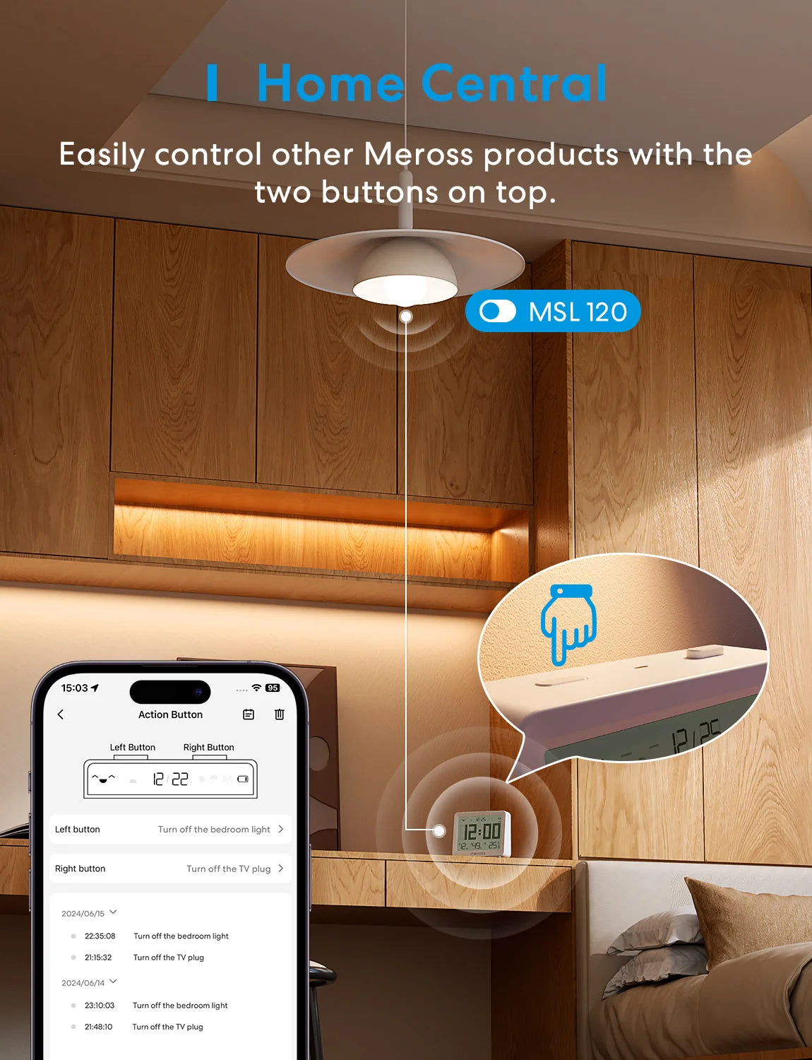 Meross Matter Temperature Humidity Sensor MS130 Hygrometer Thermometer Smart Home Backlight Smart Life Support Alexa