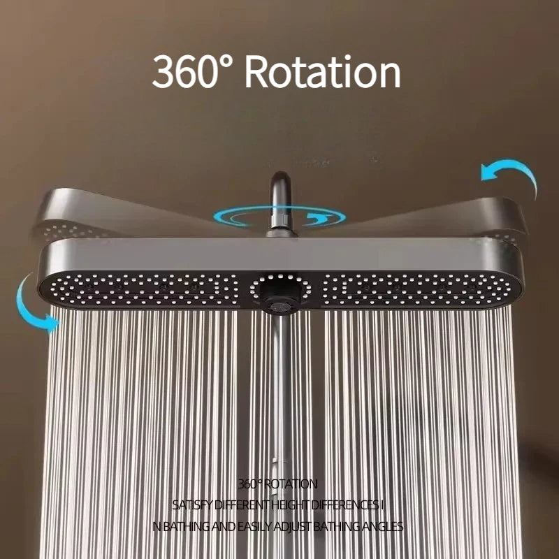 480mm Top Rain Showerhead 3 Mode Adujustable Supercharge Rainfall Spray High Pressure Shower Head Bathroom Accessories