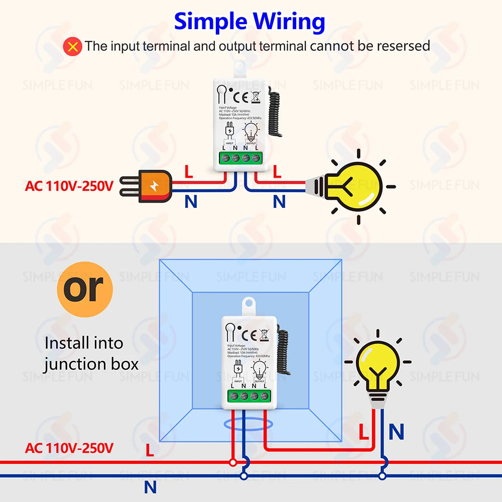 433Mhz 86-Type Wireless Touch Panel Remote Control Light Switch 110V~250V 10A Mini RF Relay Interruptor for Lamp/Home Appliance