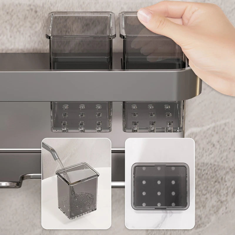 Bathroom Shelf Makeup Storage Organizer Aluminum Alloy Hair Dryer Holder Bathroom Accessories Wall Shelf