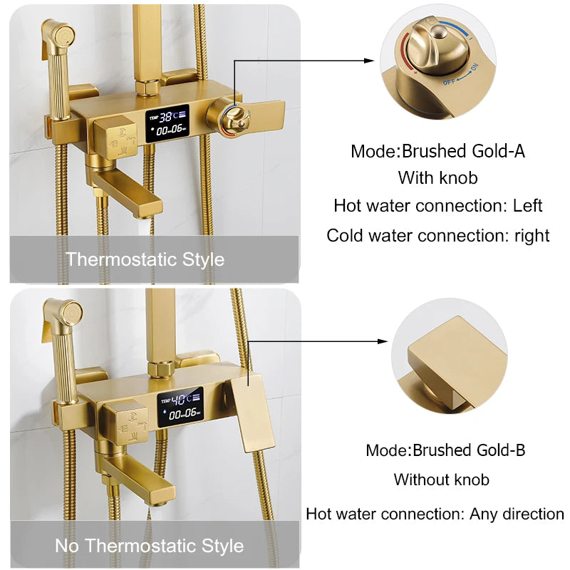OXG Shower Faucet Digital Display Bathroom Shower Set Rain Shower Set Shower System Thermostatic/No Thermostatic Shower Column