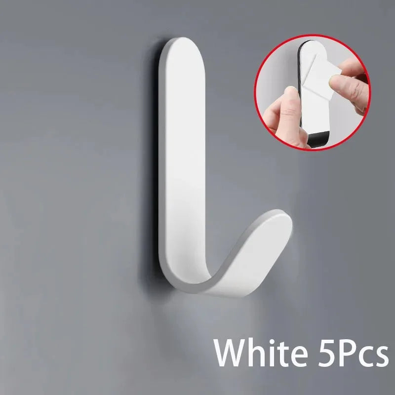 Self Adhesive Strong Wall Organizer Hook Behinddoor Key Cloth Hanger Hook Bathroom Robe Towel Holder Rack Kitchen Home Organizer