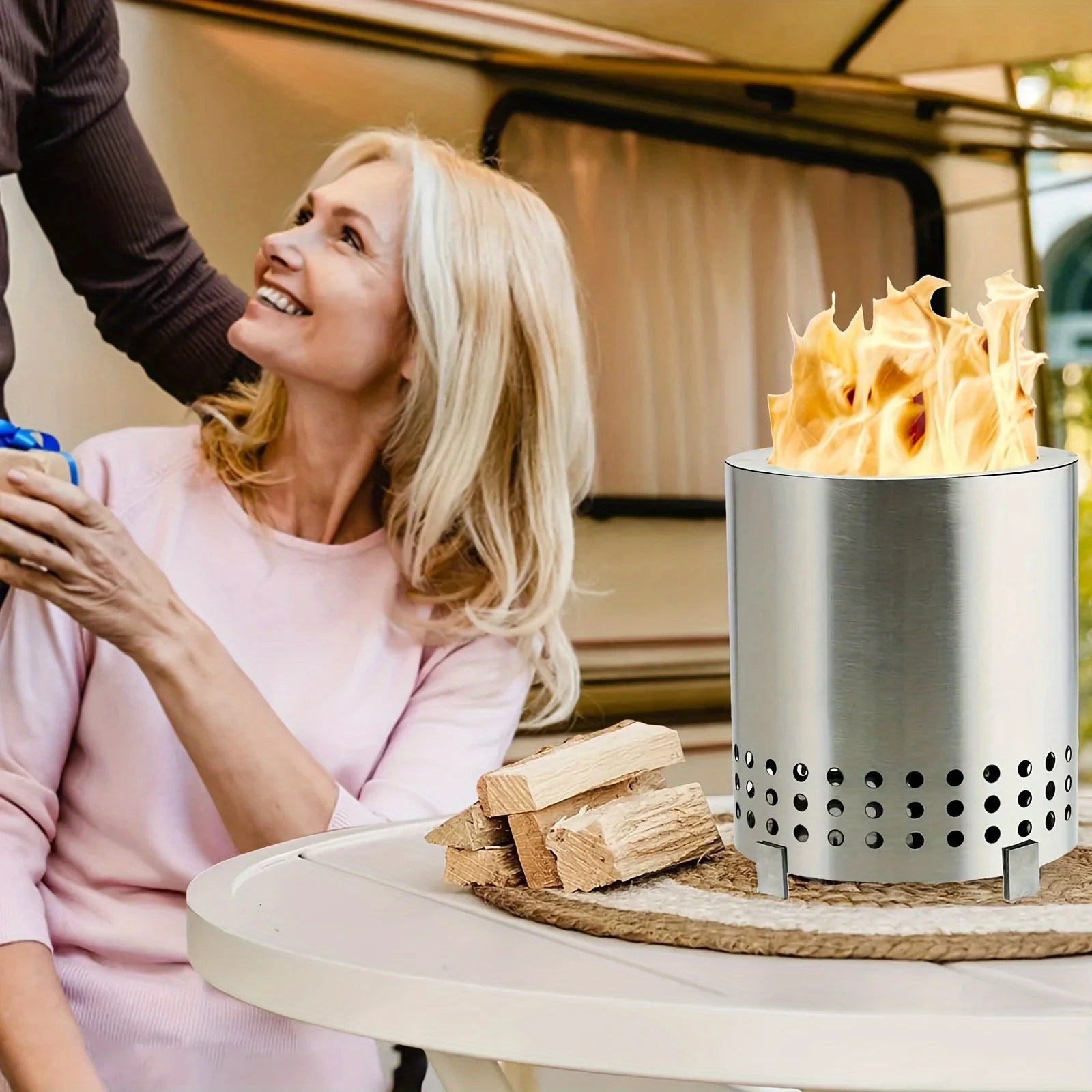 Mini estufa de camping portátil, no fumar, adecuada para uso interior y exterior, perfecta para acampar, calidez de jardín
