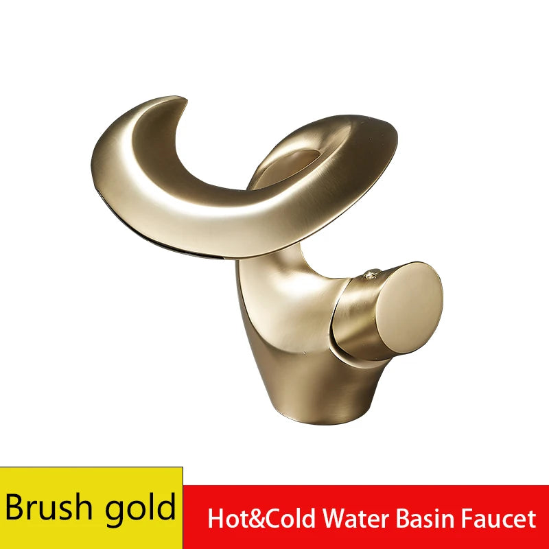 Luxury Brass Bathroom Faucet Hot Cold Water Washbasin Taps Deck Mounted Creative Vintage Sink Tap for Bathrooms