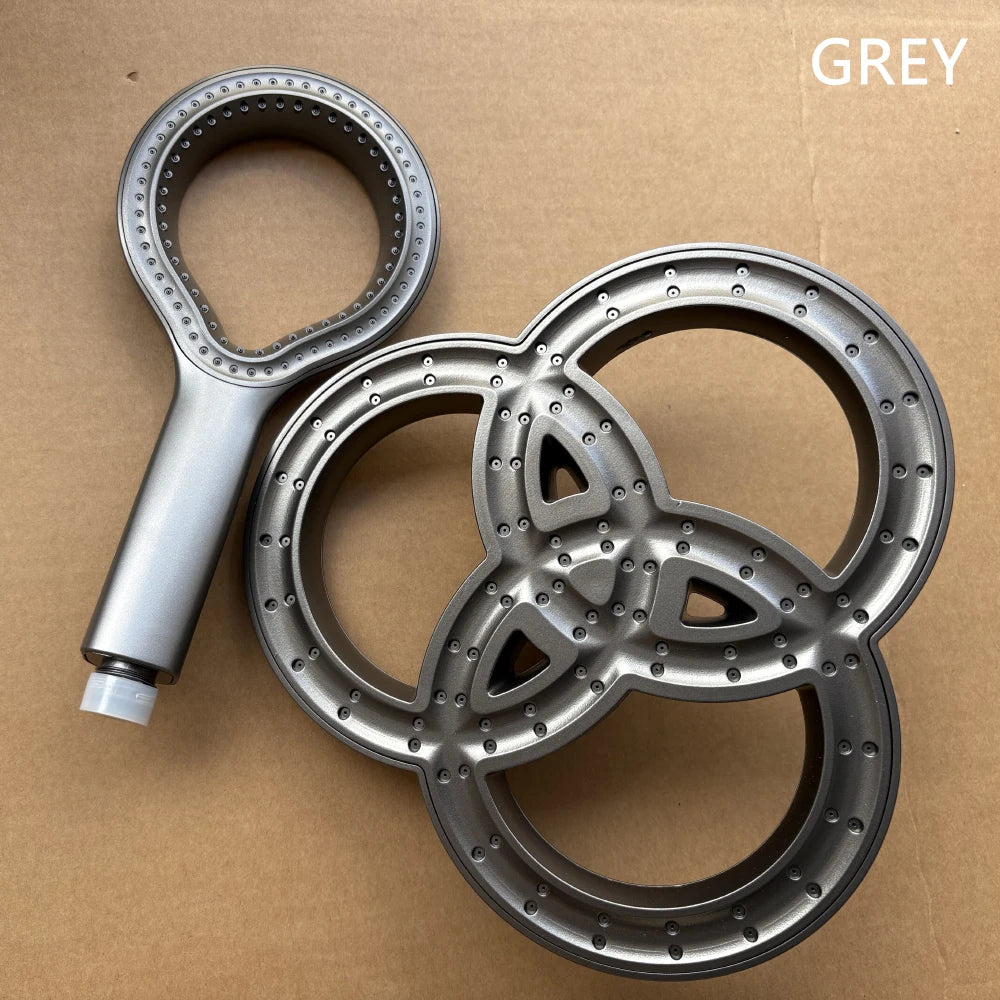 High Pressure Shower Head Set Grey Ring Design Large Water Flow Overhead Shower Head Rainfall Spray Bathroom Accessories