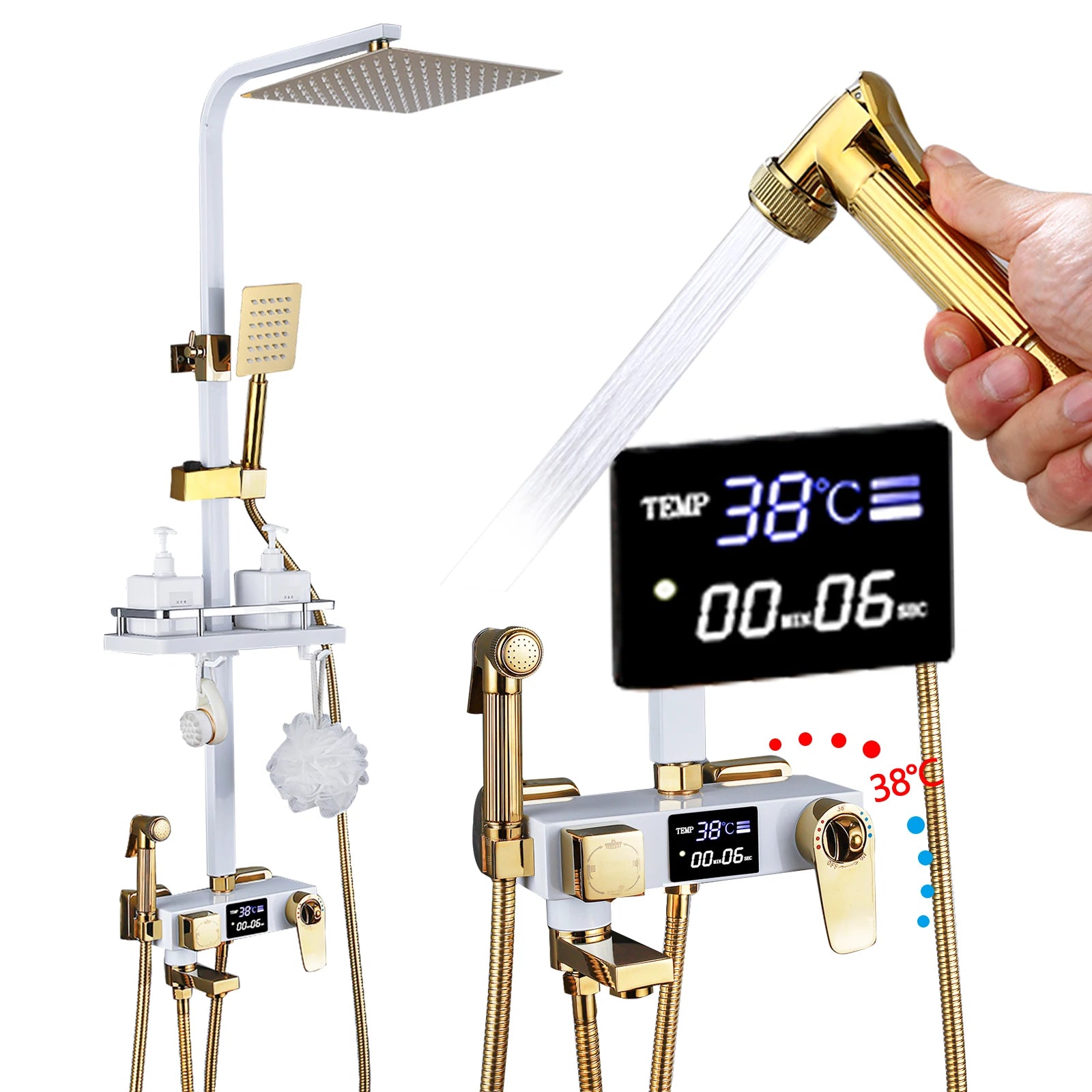 OXG Shower Faucet Digital Display Bathroom Shower Set Rain Shower Set Shower System Thermostatic/No Thermostatic Shower Column