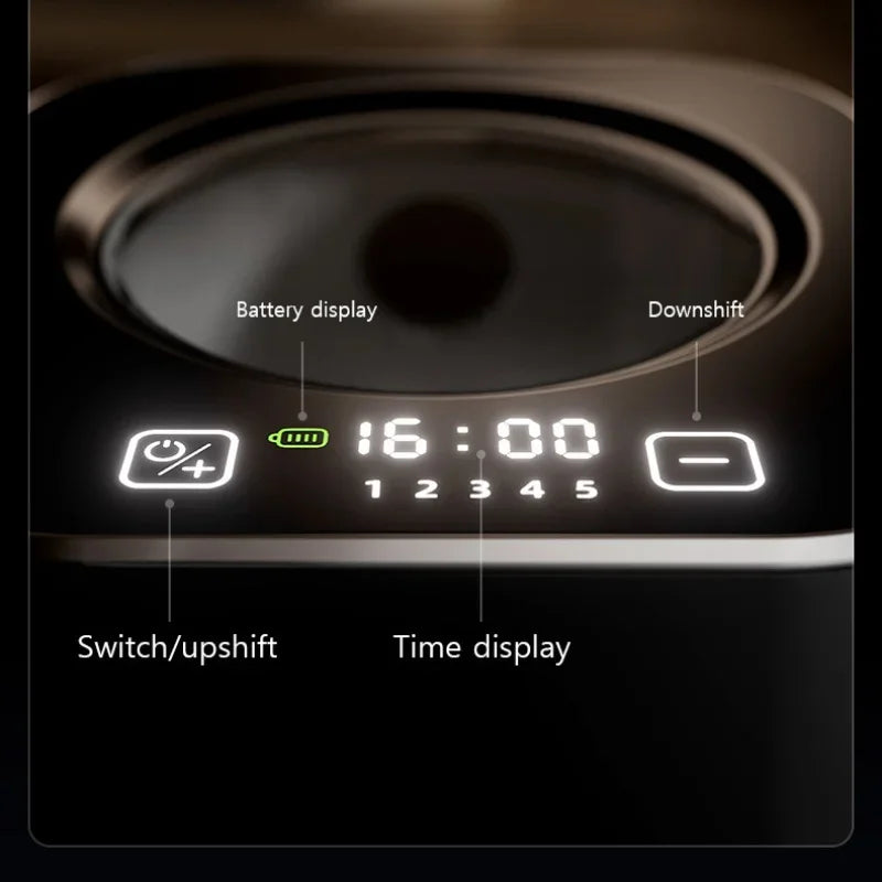 Sensor-operated hand sanitizer dispenser with USB charging, battery and time display, compatible with foam/liquid.