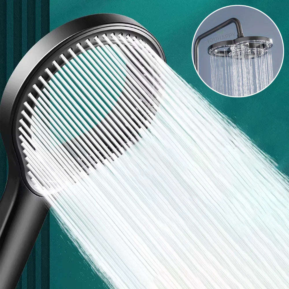 High Pressure Shower Head Set Grey Ring Design Large Water Flow Overhead Shower Head Rainfall Spray Bathroom Accessories