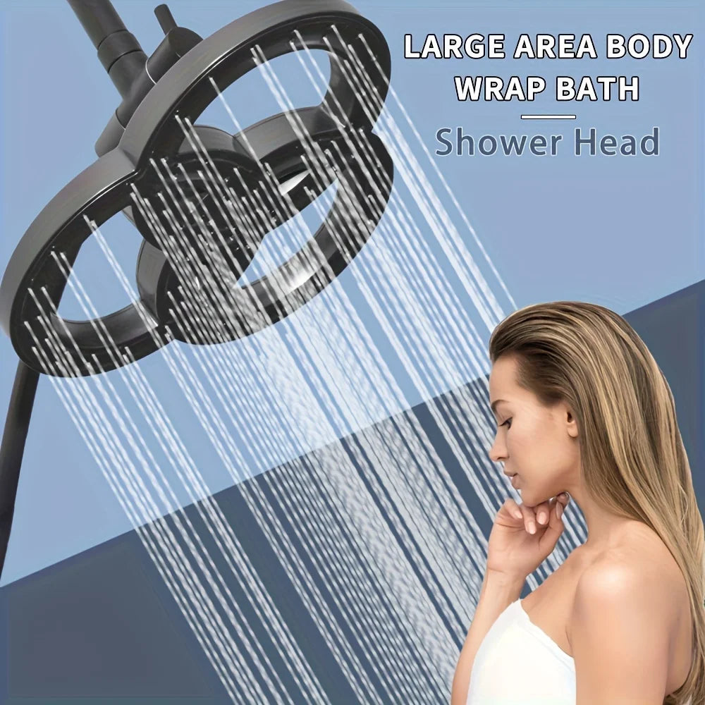 High Pressure Shower Head Set Grey Ring Design Large Water Flow Overhead Shower Head Rainfall Spray Bathroom Accessories