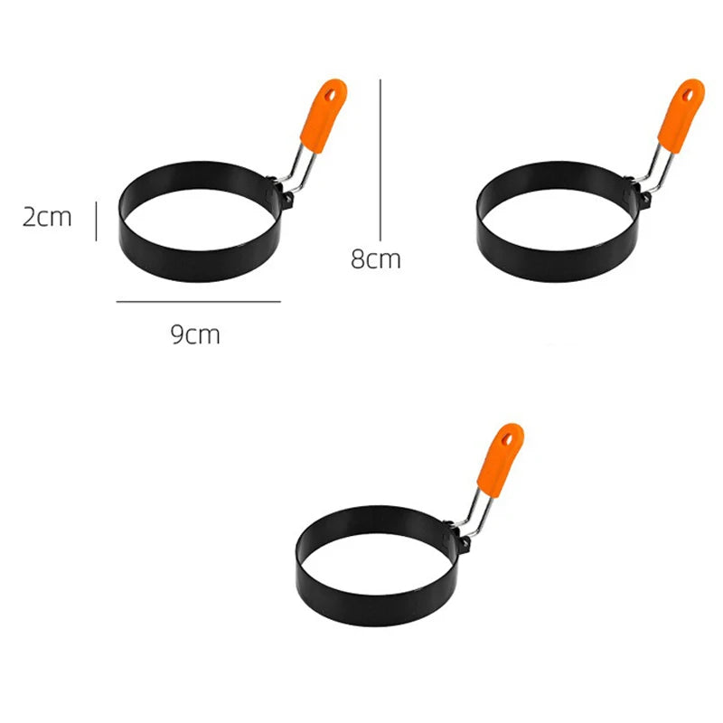 Fried Egg Ring Stainless Steel with Heat  Resistant Silicone Handle Non-Stick Fried Egg Mold Scrambled Eggs Form