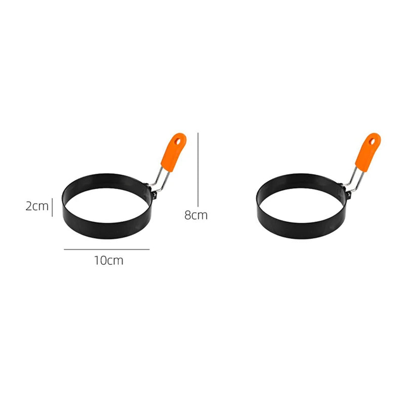 Fried Egg Ring Stainless Steel with Heat  Resistant Silicone Handle Non-Stick Fried Egg Mold Scrambled Eggs Form
