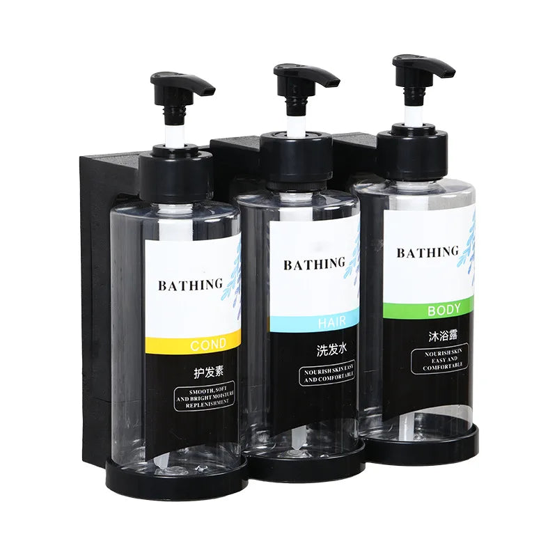 No Drill Wall - Automatic Soap Dispenser Shampoo & Shower Gel Dispenser Set Hand Sanitizer Box Design for Bathroom Organization