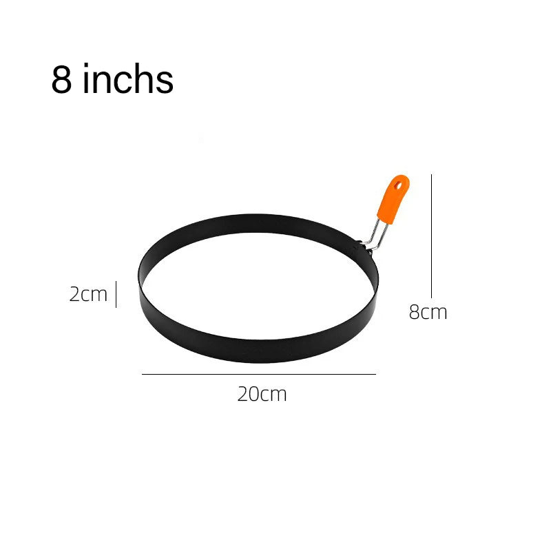 Fried Egg Ring Stainless Steel with Heat  Resistant Silicone Handle Non-Stick Fried Egg Mold Scrambled Eggs Form