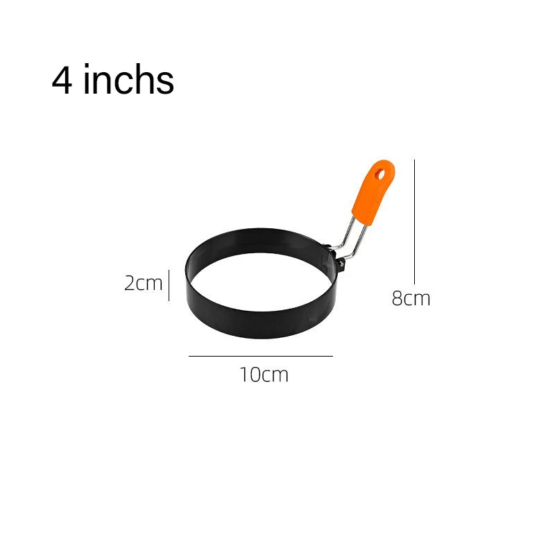 Fried Egg Ring Stainless Steel with Heat  Resistant Silicone Handle Non-Stick Fried Egg Mold Scrambled Eggs Form