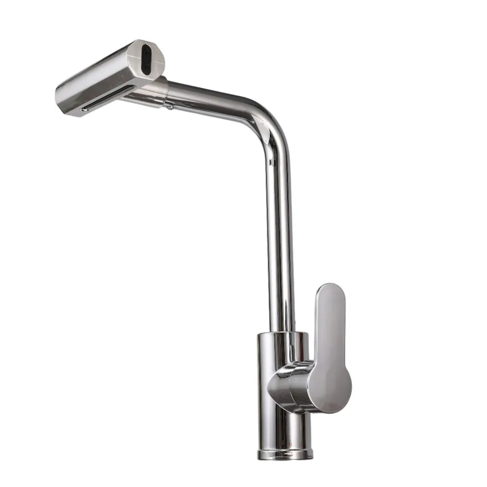 Kitchen Pull-out Faucet Four-setting Hot and Cold Sink Faucet Telescopic Waterfall Faucet Splash-proof for Various Countertops