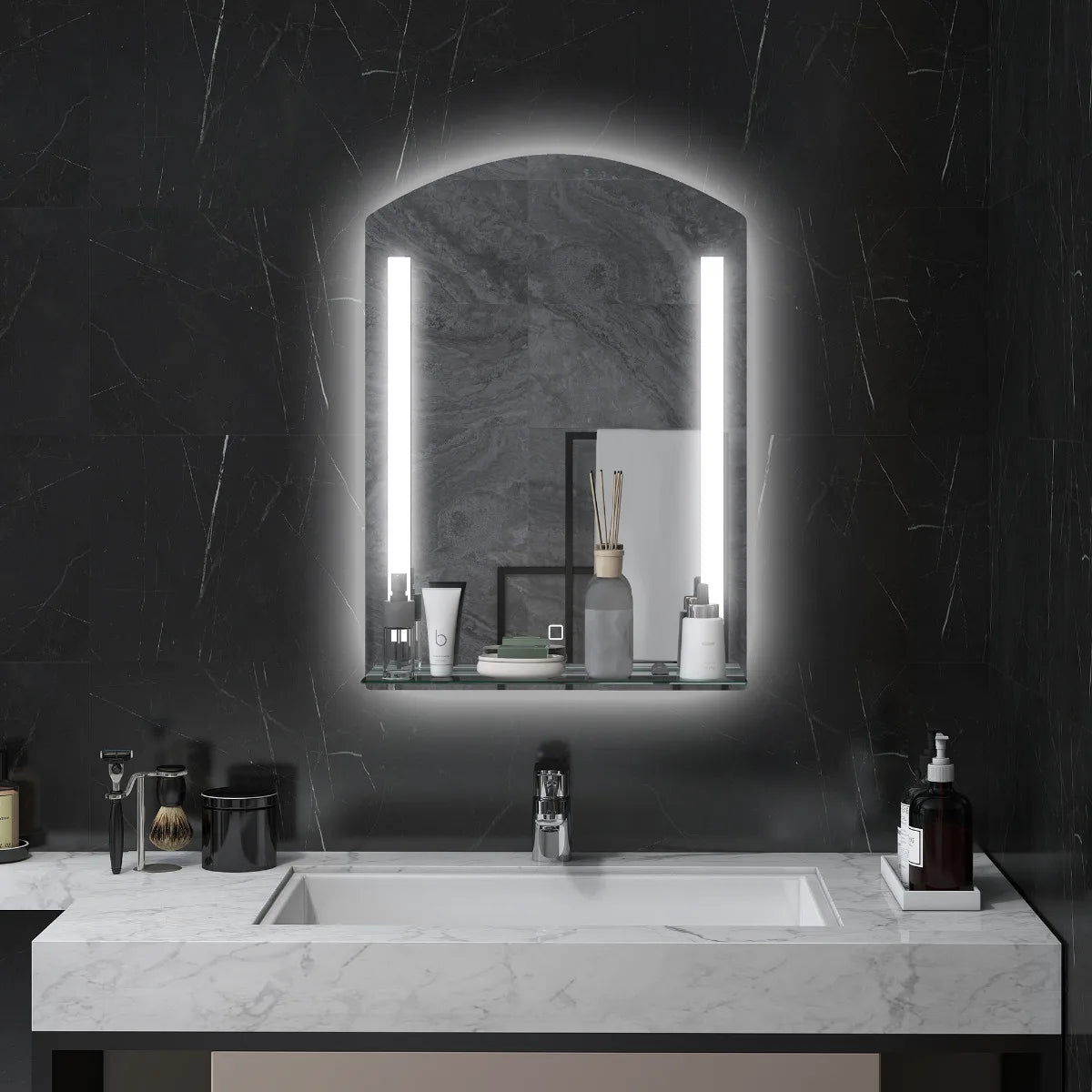 50x70cm LED Bathroom Mirror, 3 Light Colors IP44 Touch Control Memory Function