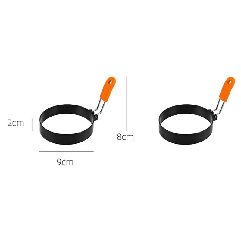 Fried Egg Ring Stainless Steel with Heat  Resistant Silicone Handle Non-Stick Fried Egg Mold Scrambled Eggs Form
