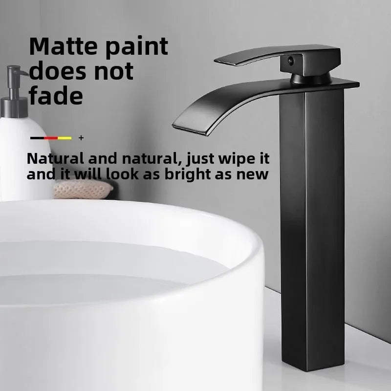 Bathroom Copper Core Waterfall Stainless Steel Basin Faucet Kitchen Wash Basin Hot and Cold Dual Control Faucet