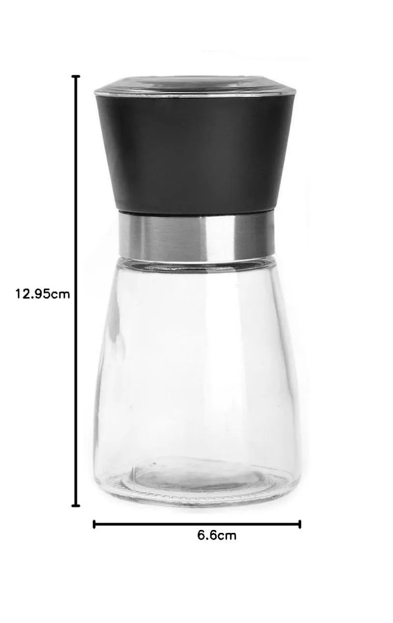 New Pepper Grinder Durable Glass Body Premium Stainless Steel Salt Grinder Adjustable Coarseness Handheld Spice Mill Pepper Mill