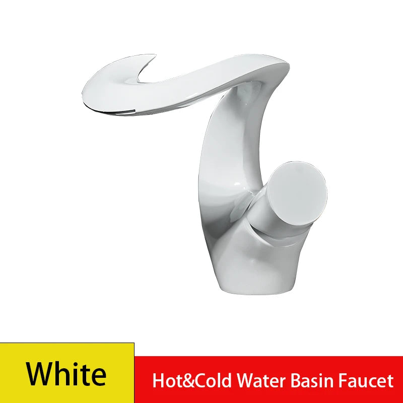 Luxury Brass Bathroom Faucet Hot Cold Water Washbasin Taps Deck Mounted Creative Vintage Sink Tap for Bathrooms