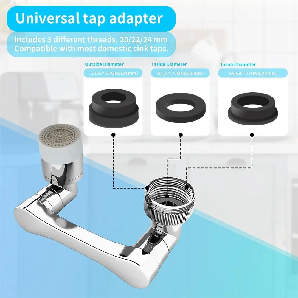 Universal Rotation Faucet Extender Sprayer Head Faucet Aerator Swivel Robotic Arm Water Filter Sink Water Tap Bubbler Sink Fit