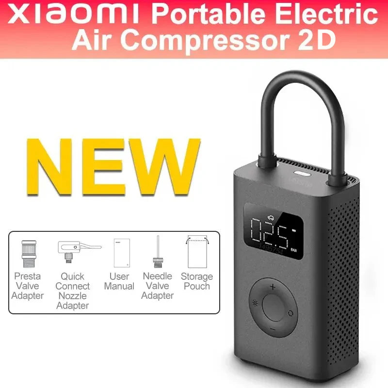 New 2025 Xiaomi Mijia Air Pump 2D 25%Speed Boost Portable Electric Air Compressor Treasure 150PSI Type-C LED Multitool Inflator
