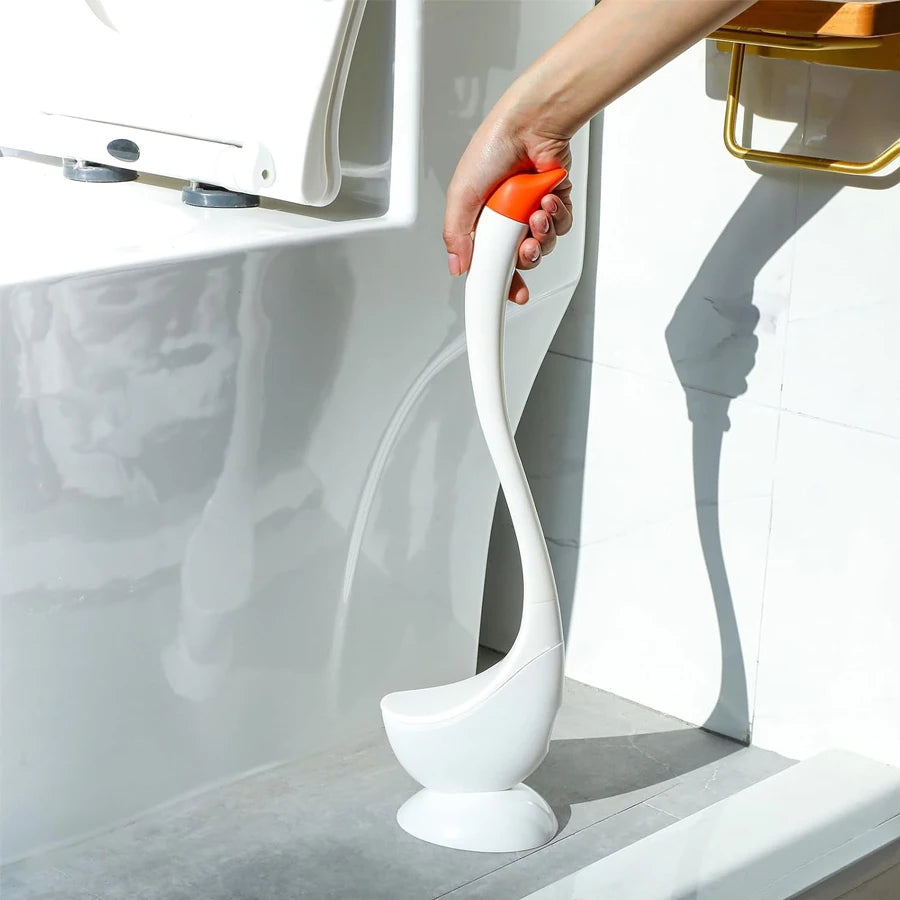 Swan Shaped Toilet Brush Set with Holder, Long Handle Bathroom Cleaning Brush Easy To Use Toilet Bowl Cleaner Accessories
