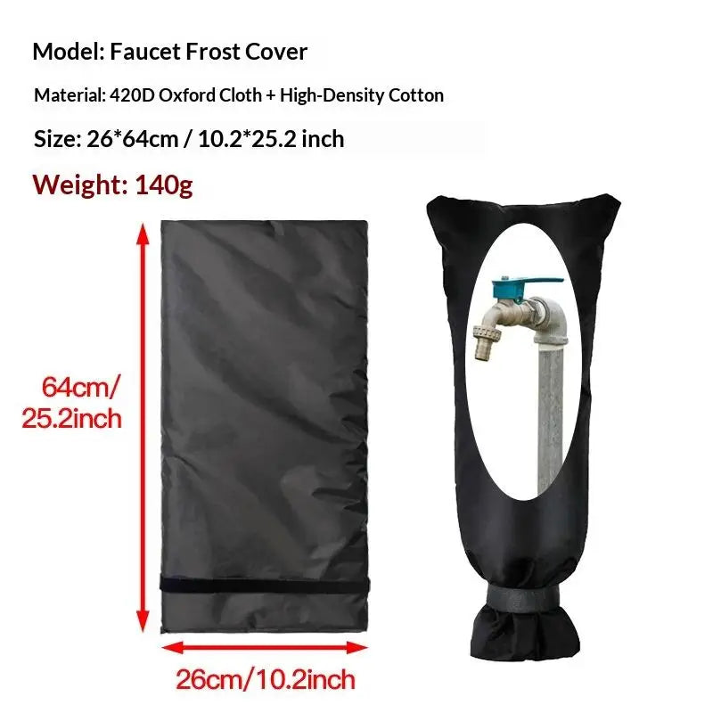 Reusable Outdoor Faucet Cover in Black for Winter; Waterproof Insulation Protector Preventing Freeze for Garden Tap