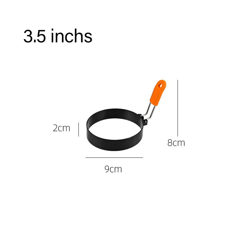 Fried Egg Ring Stainless Steel with Heat  Resistant Silicone Handle Non-Stick Fried Egg Mold Scrambled Eggs Form