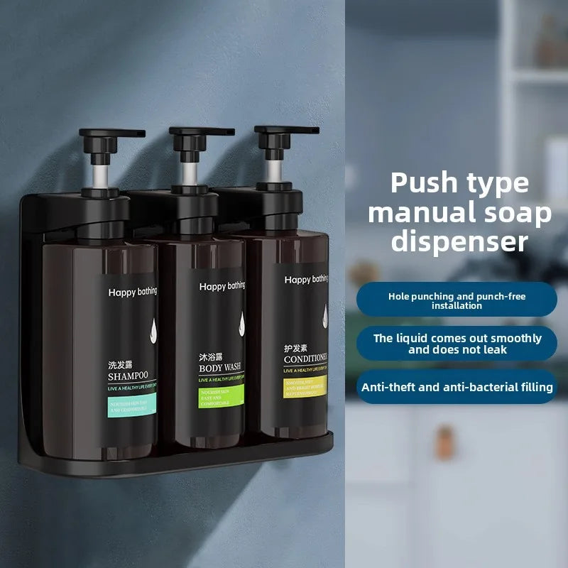 No Drill Wall - Automatic Soap Dispenser Shampoo & Shower Gel Dispenser Set Hand Sanitizer Box Design for Bathroom Organization