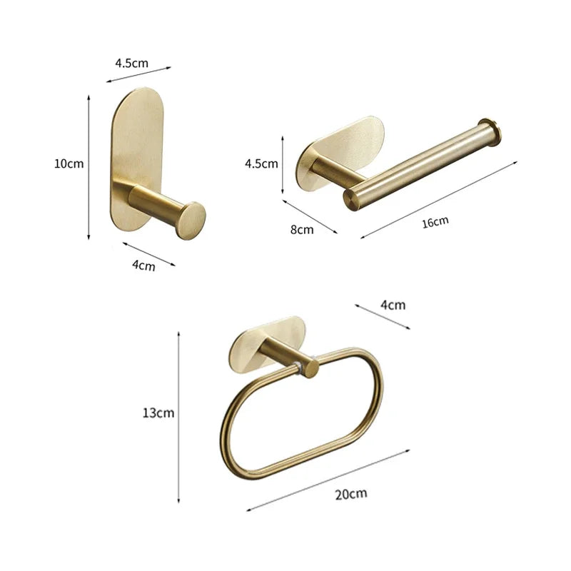 Bath Towel Bar 304 Stainless Steel Towel Rack Towel Ring Toilet Paper Holder Brushed Gold Bathroom Hardware Accessories Set