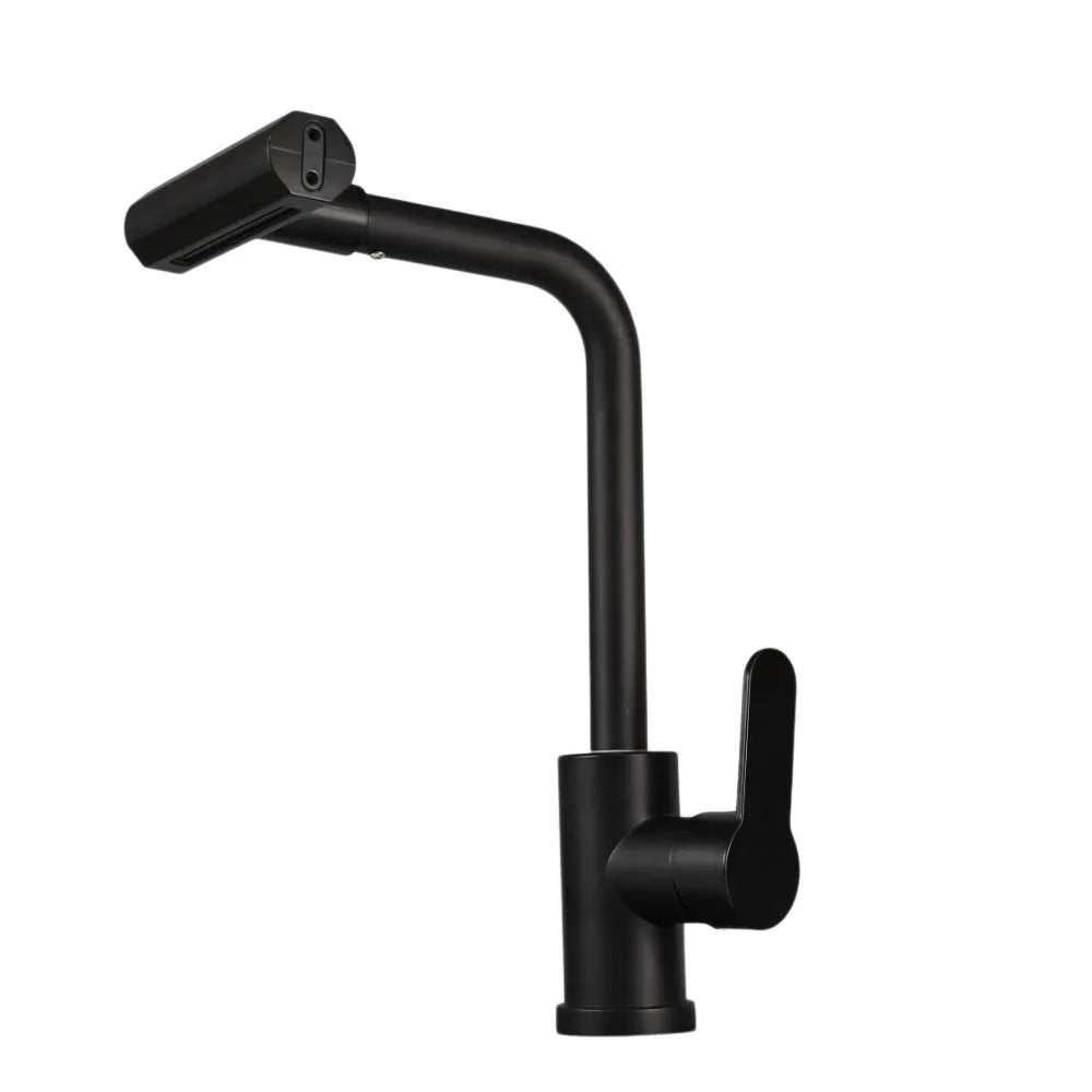 Kitchen Pull-out Faucet Four-setting Hot and Cold Sink Faucet Telescopic Waterfall Faucet Splash-proof for Various Countertops