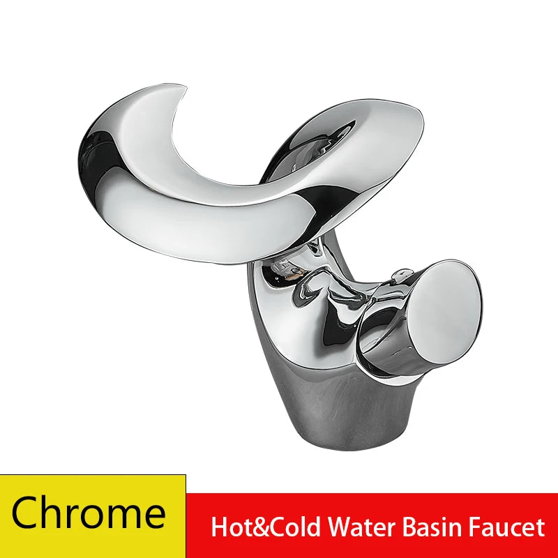 Luxury Brass Bathroom Faucet Hot Cold Water Washbasin Taps Deck Mounted Creative Vintage Sink Tap for Bathrooms