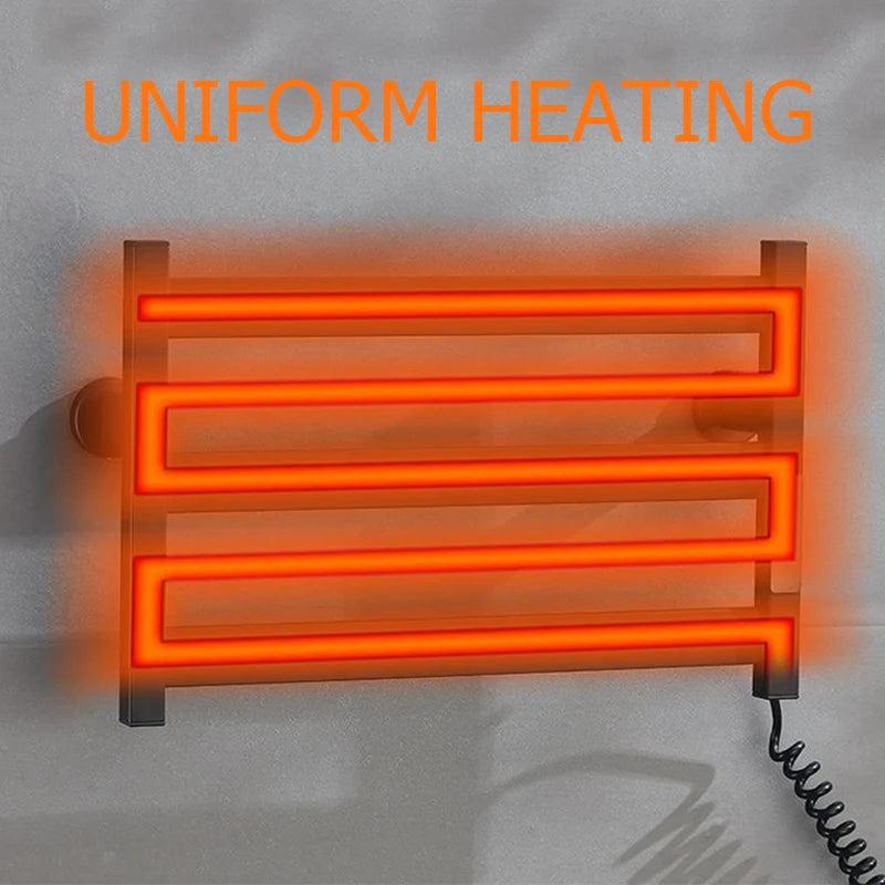 OXG Simple Thermostatic Electric Heated Towel Rack Bathroom Heated Towel Rack Built-in Timer Wall Mount 3 Bars