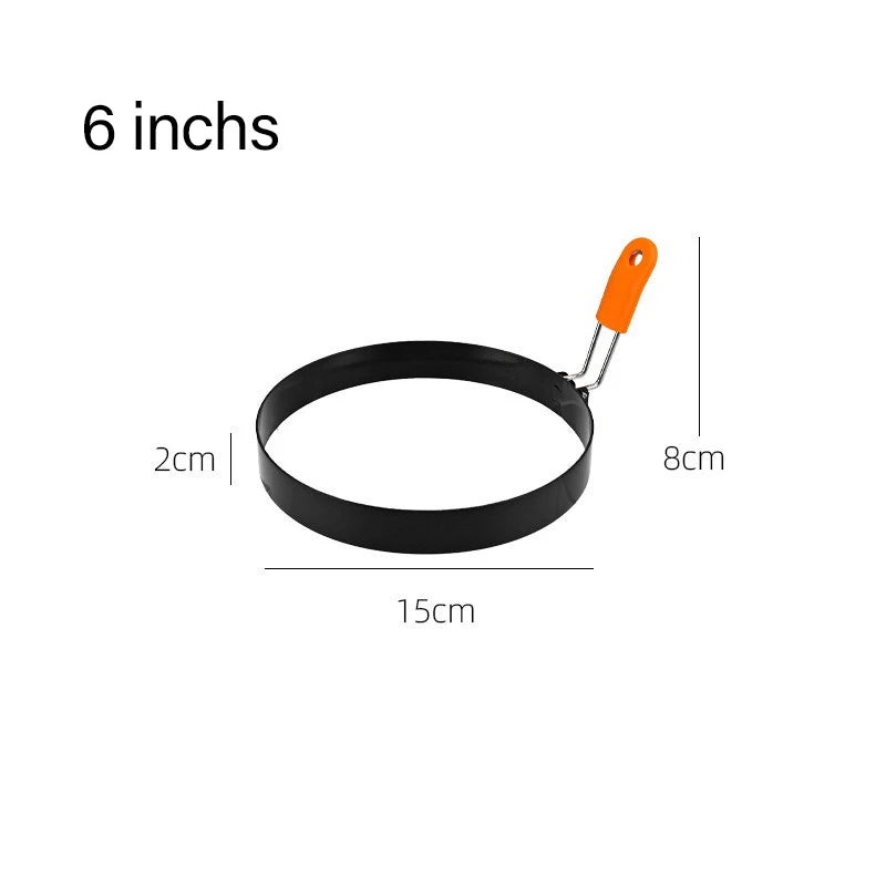 Fried Egg Ring Stainless Steel with Heat  Resistant Silicone Handle Non-Stick Fried Egg Mold Scrambled Eggs Form