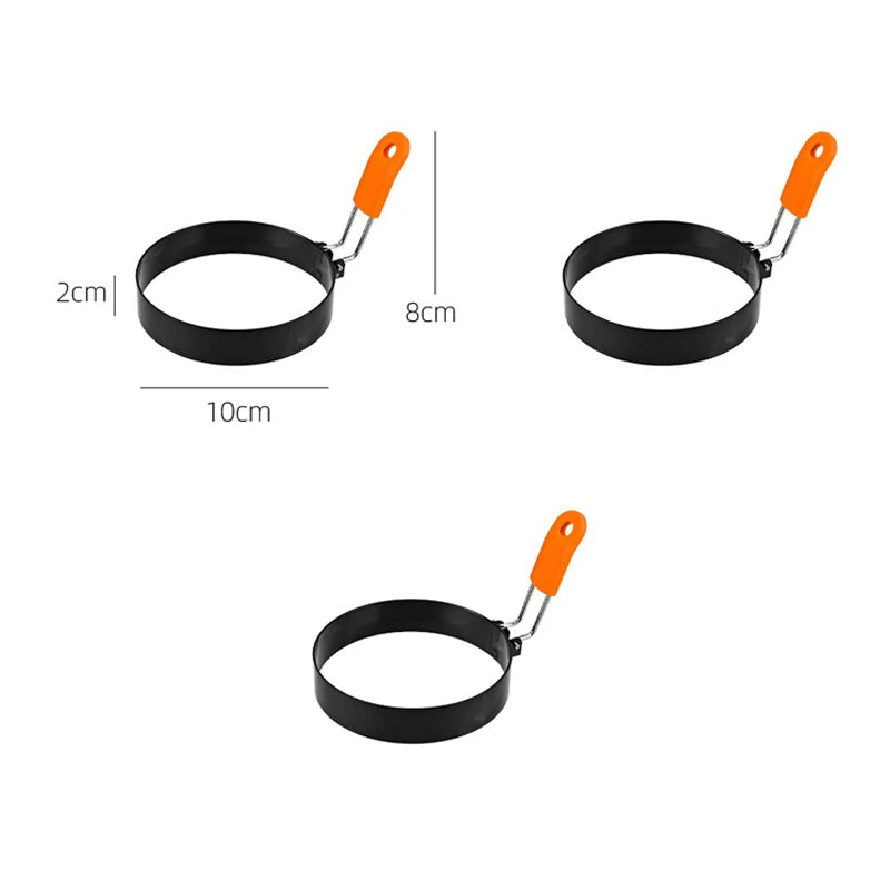 Fried Egg Ring Stainless Steel with Heat  Resistant Silicone Handle Non-Stick Fried Egg Mold Scrambled Eggs Form
