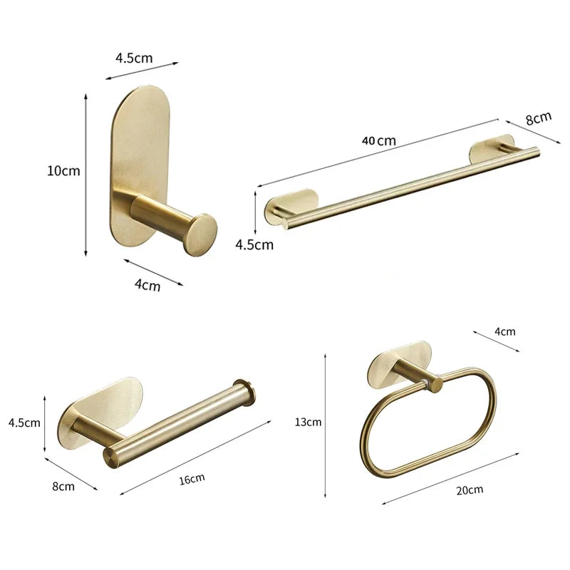 Bath Towel Bar 304 Stainless Steel Towel Rack Towel Ring Toilet Paper Holder Brushed Gold Bathroom Hardware Accessories Set