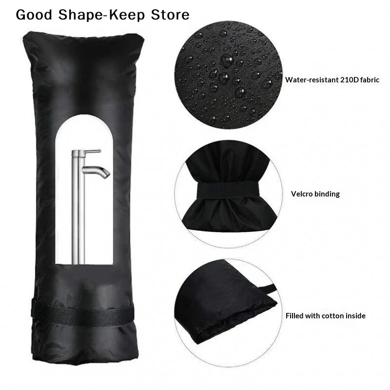 Reusable Outdoor Faucet Cover in Black for Winter; Waterproof Insulation Protector Preventing Freeze for Garden Tap