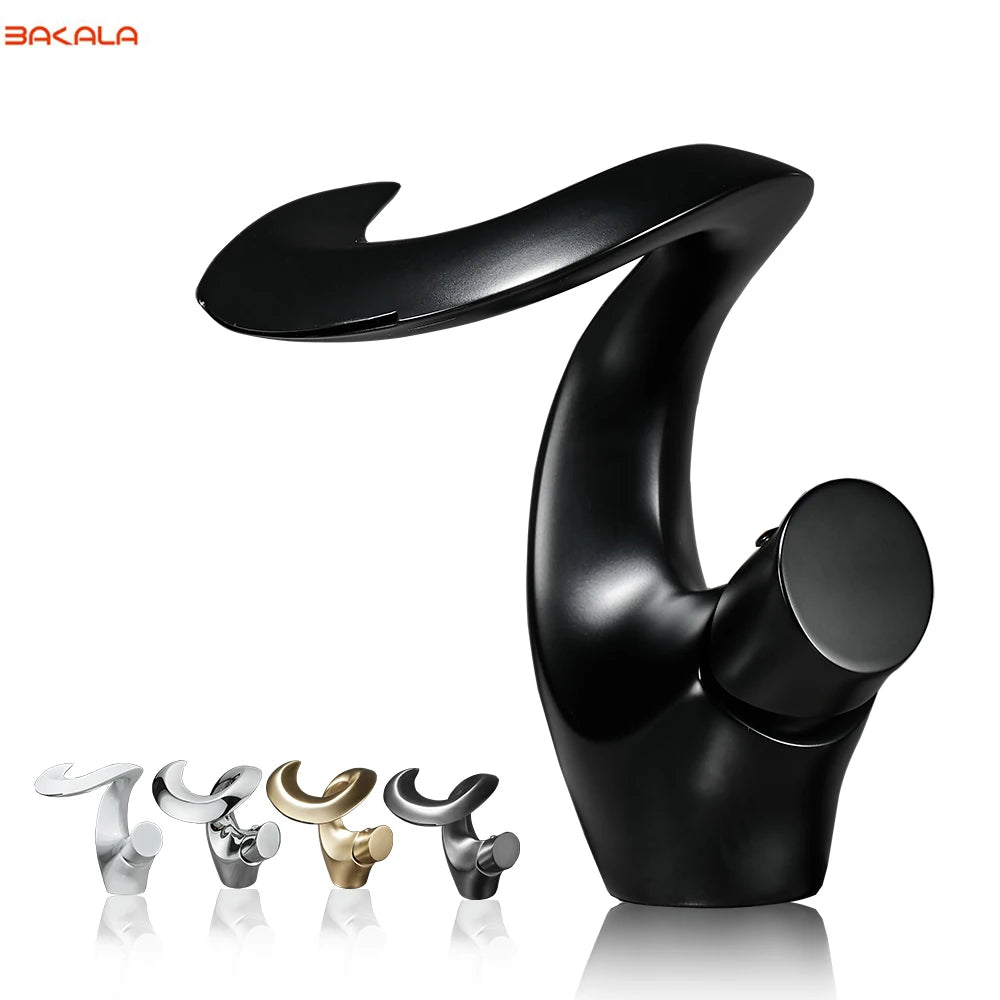 Luxury Brass Bathroom Faucet Hot Cold Water Washbasin Taps Deck Mounted Creative Vintage Sink Tap for Bathrooms