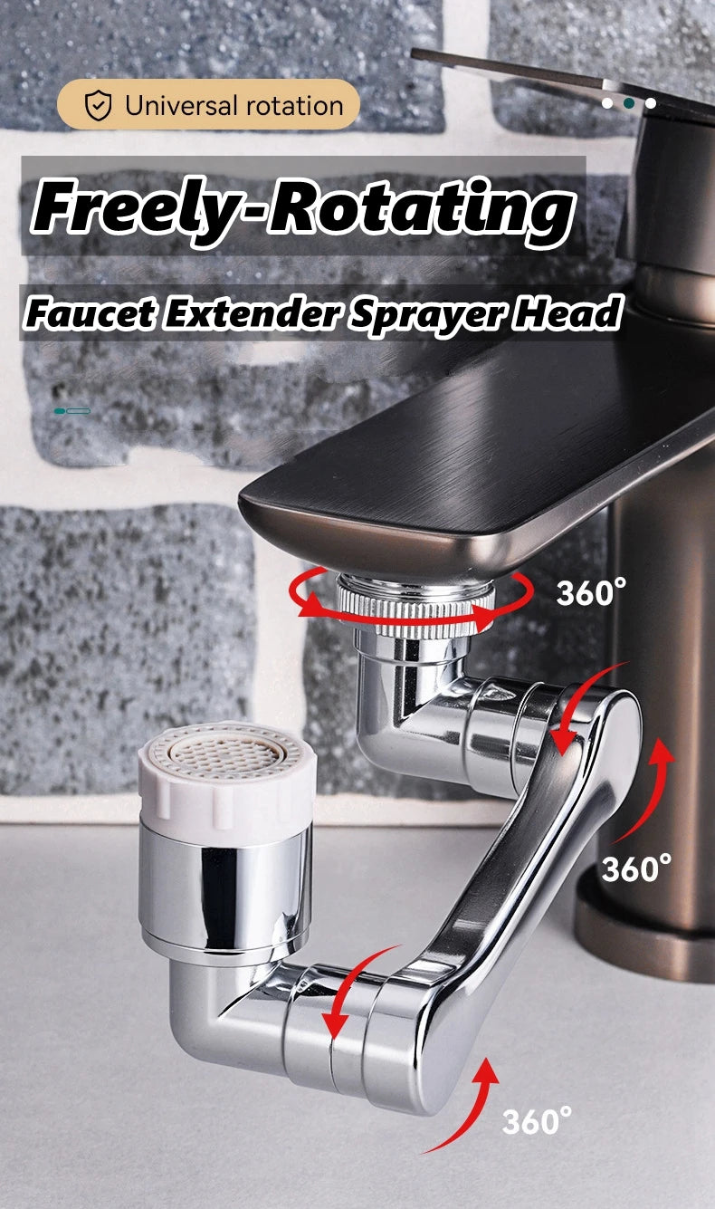 Universal Rotation Faucet Extender Sprayer Head Faucet Aerator Swivel Robotic Arm Water Filter Sink Water Tap Bubbler Sink Fit