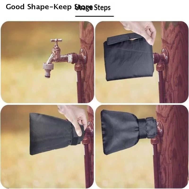 Reusable Outdoor Faucet Cover in Black for Winter; Waterproof Insulation Protector Preventing Freeze for Garden Tap