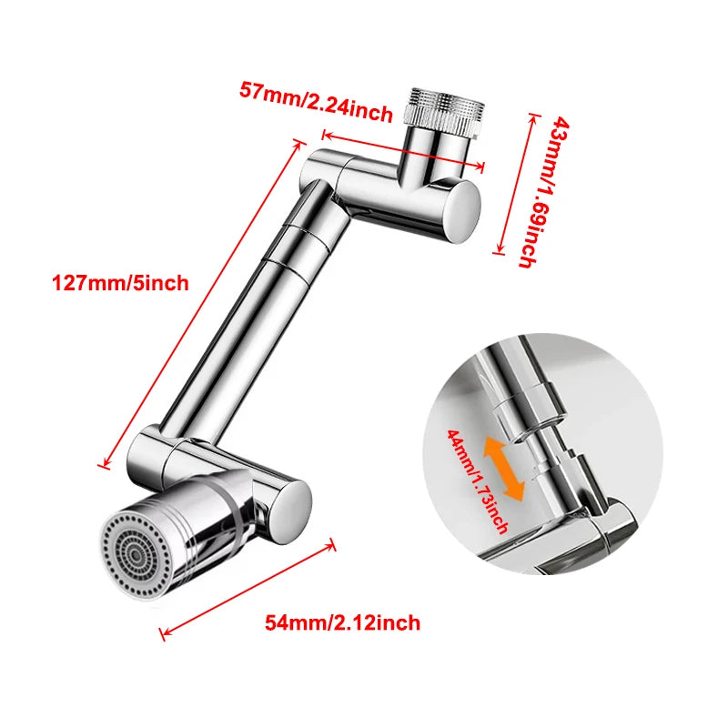 1440°Kitchen Scalable Metal Faucet Aerator Bathroom Tap Splash-proof Bubbler Faucet Filter Nozzle Tap Saving Water Extender