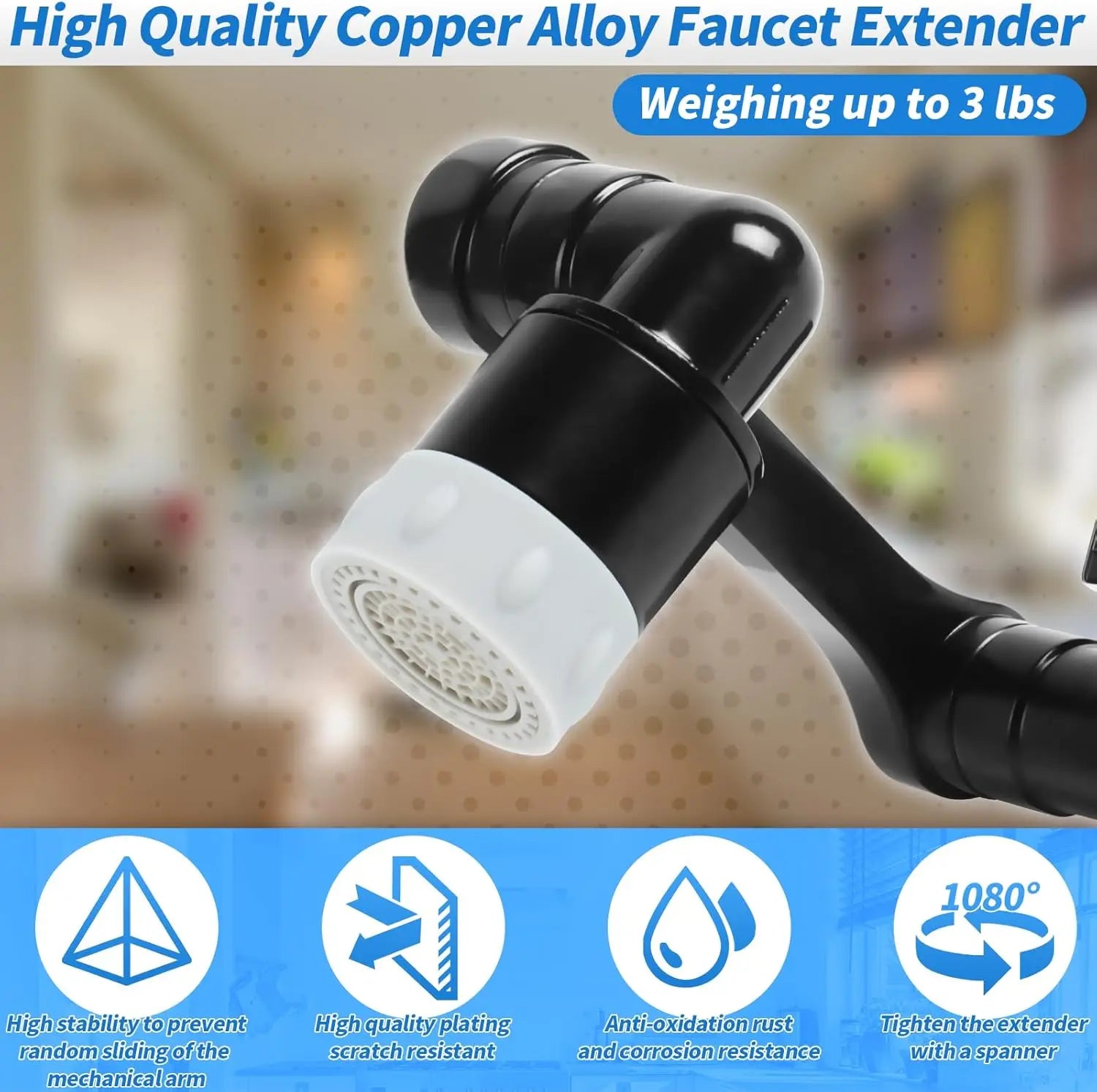 Universal Rotation Faucet Extender Sprayer Head Faucet Aerator Swivel Robotic Arm Water Filter Sink Water Tap Bubbler Sink Fit