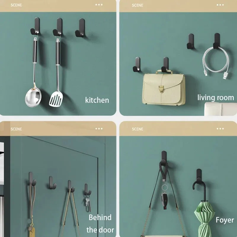 Self Adhesive Strong Wall Organizer Hook Behinddoor Key Cloth Hanger Hook Bathroom Robe Towel Holder Rack Kitchen Home Organizer